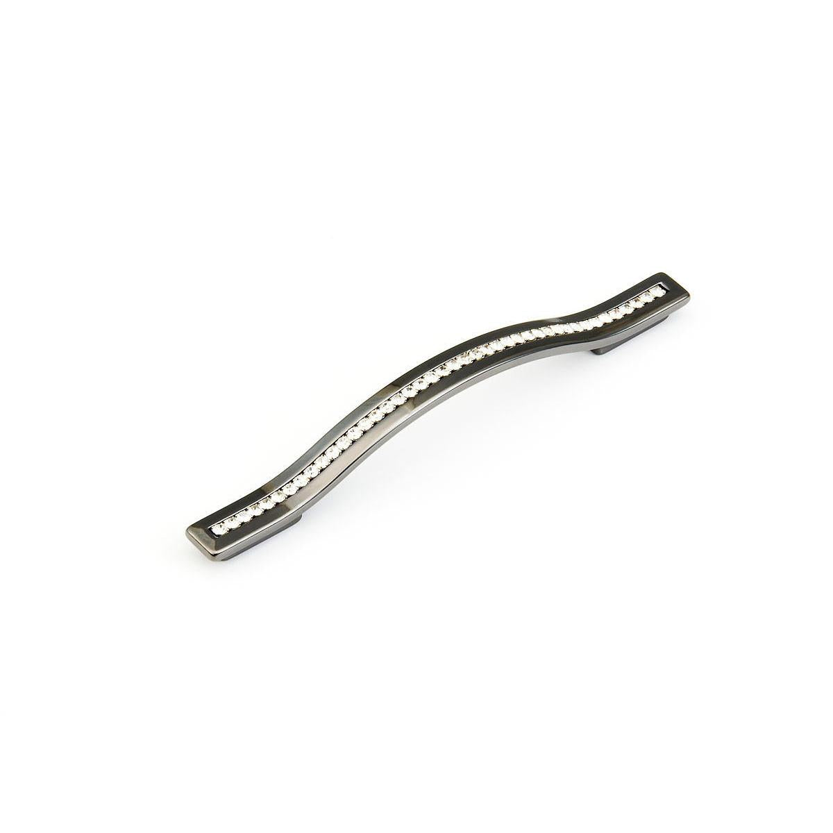 Schaub and Company 302-BC Skye Vale Collection 128 / 160 mm Center Cabinet Pull with Crystal Inlay Black Chrome