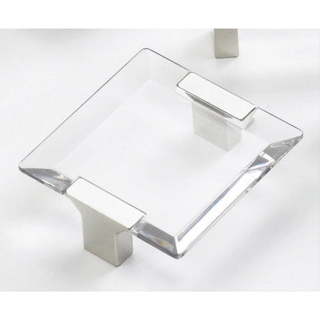 Schaub and Company 315-15-CL Positano Collection 64 mm Center Cabinet Square Cabinet Pull Satin Nickel Clear