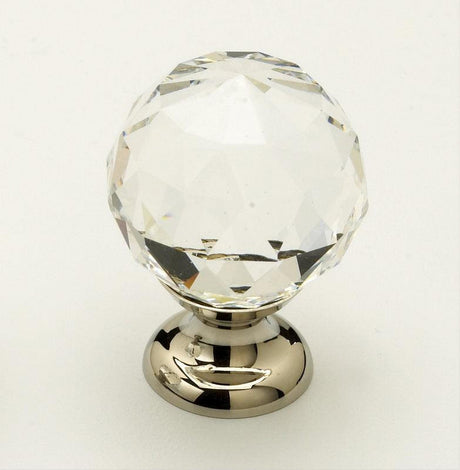Schaub and Company 70-CS-PN 70 Fire Collection 1-1/8 Inch Diameter Round Cabinet Knob Polished Nickel with Clear Crystal