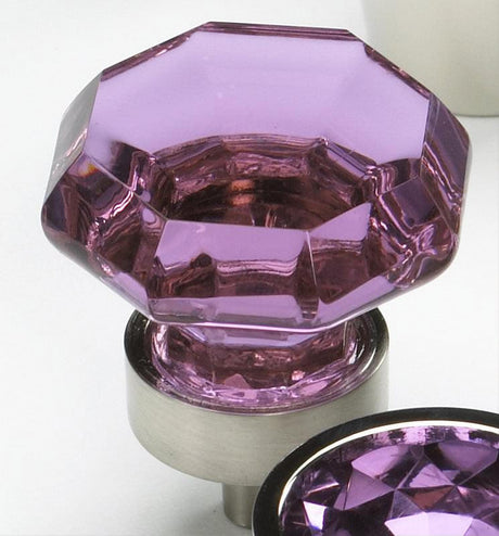 Schaub and Company 71-V-15 71 Fire Collection 1-1/4 Inch Diameter Designer Cabinet Knob Satin Nickel with Violet Crystal