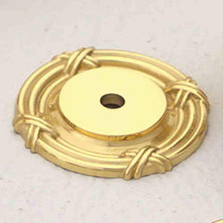 Schaub and Company 756-03 Versailles Design Single Hole Backplate With 1-1/2" Length Cabinet Knob Polished Brass