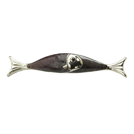 Schaub and Company 850-VO/PN Maitland-Smith Design Designer Cabinet Pull With 4-1/2" Center to Center Polished Nickel / Violet Oyster