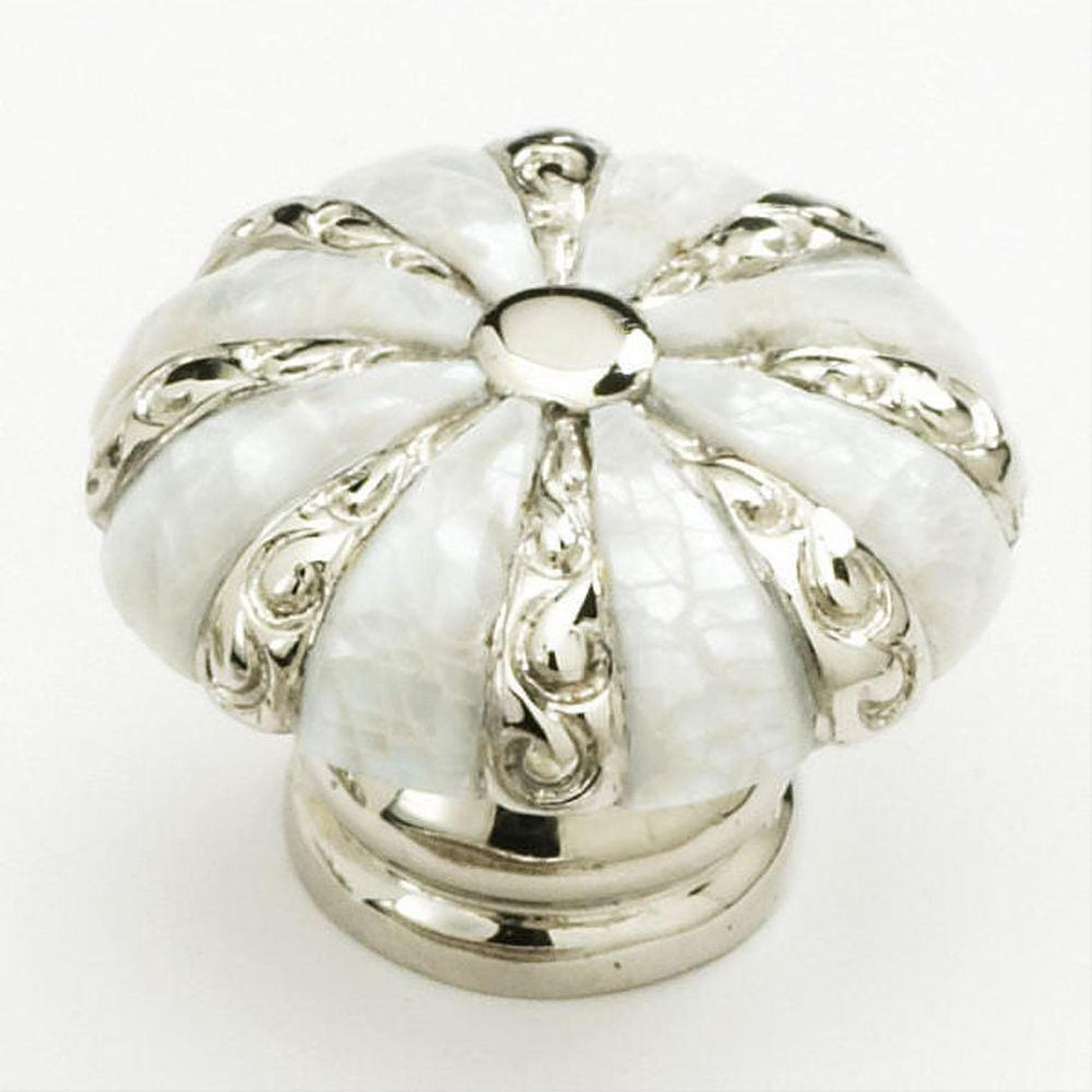 Schaub and Company 853-MOP-PN Precious Inlay Series 1-3/8" Diameter Designer Cabinet Knob Pearl / Nickel
