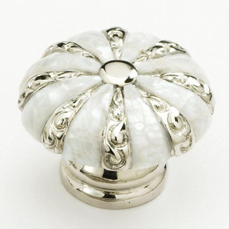Schaub and Company 853-MOP-PN Precious Inlay Series 1-3/8" Diameter Designer Cabinet Knob Pearl / Nickel