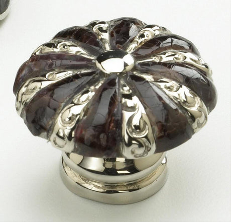 Schaub and Company 853-VO/PN Precious Inlay Series 1-3/8" Diameter Designer Cabinet Knob Polished Nickel / Violet Oyster