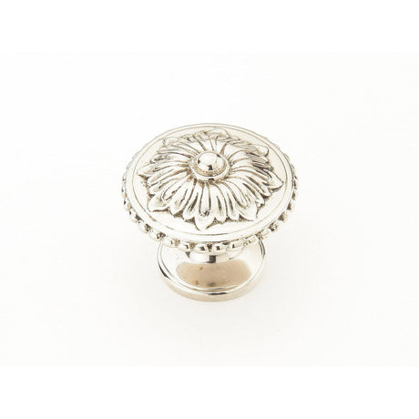 Schaub and Company 930-WB-DAB Traditional and Contemporary Series 1-1/4 Inch Diameter Floral Mushroom Cabinet Knob White Brass