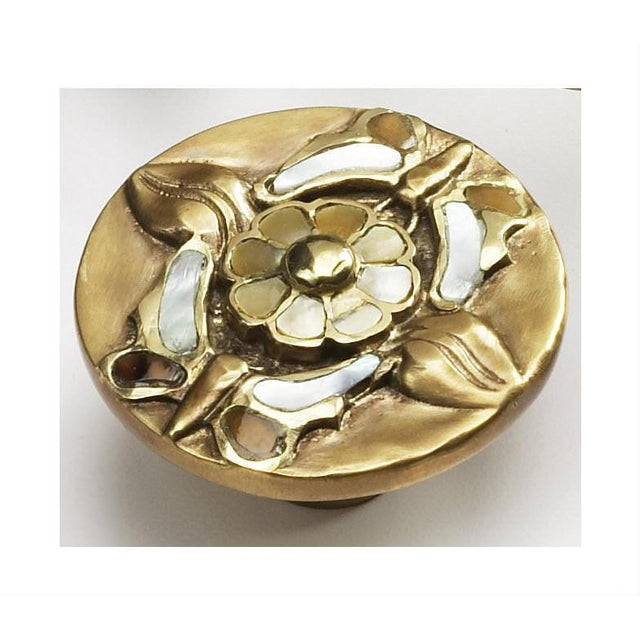 Schaub and Company 954K-AB Heirloom Treasures Series 1-1/2 Inch Diameter Floral Designer Cabinet Knob Cabinet Pull