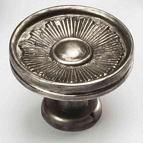Schaub and Company 972-SA Sunburst Series 1-3/8 Inch Diameter Mushroom Cabinet Knob Silver Antique