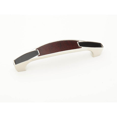 Schaub and Company 992-4-PN Symphony Design 4" Center to Center Cabinet Pull Polished Nickel/Antique Red/Flat Black Leather