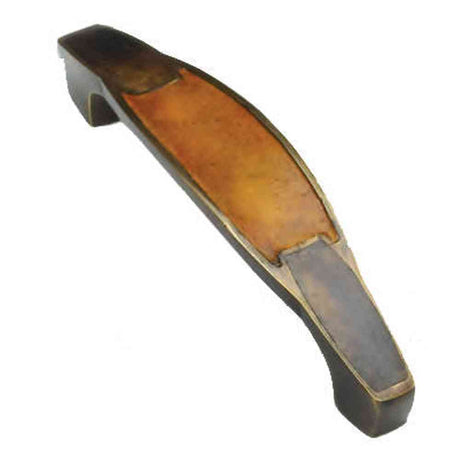 Schaub and Company 992-4-DAB/PEN dark antique bronze/sienna leather/penshell cabinet pull