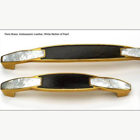 Schaub and Company 992-4-PAR paris brass/ambassador leather/mother of pearl cabinet pull