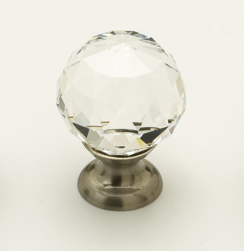 Schaub and Company 70-CS-15 satin nickel with clear crystal round cabinet knob