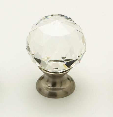 Schaub and Company 70-CS-15 satin nickel with clear crystal round cabinet knob