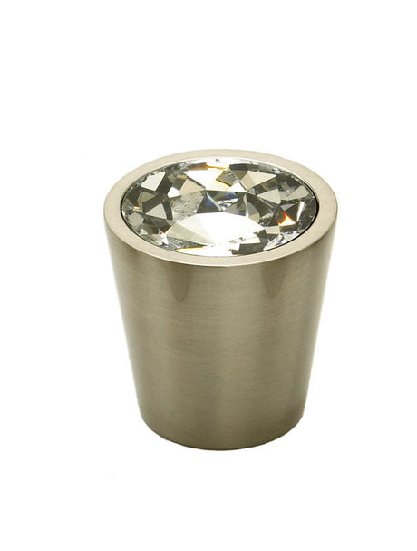 Schaub and Company 72-C-15 72 Fire Collection 1-1/16 Inch Diameter Cone Cabinet Knob Satin Nickel with Clear Crystal