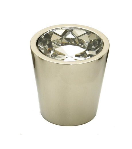 Schaub and Company 72-C-PN 72 Fire Collection 1-1/16 Inch Diameter Cone Cabinet Knob Polished Nickel with Clear Crystal