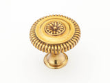 Schaub and Company 968L-PAR Traditional and Contemporary Series 1-5/8 Inch Diameter Mushroom Cabinet Knob with Ribbed Edge Paris Brass