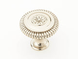 Schaub and Company 968L-WB-PAR Traditional and Contemporary Series 1-5/8 Inch Diameter Mushroom Cabinet Knob with Ribbed Edge White Brass