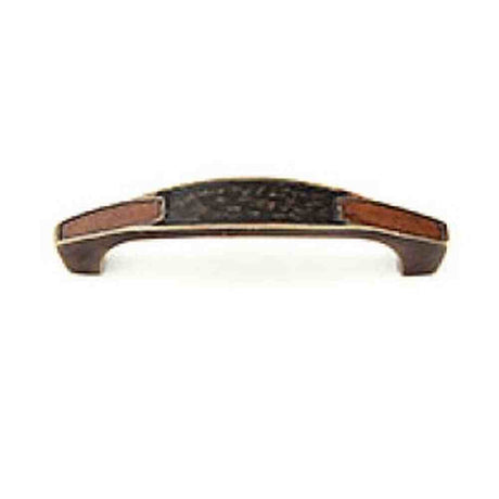 Schaub and Company 992-4-BA/DAB dark antique bronze/black leather cabinet pull