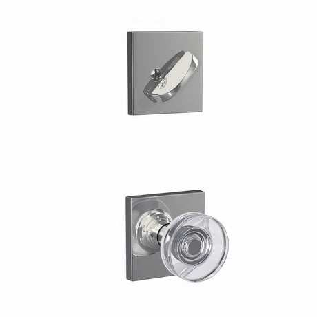 Schlage 313791V FC59DAW-COL Dawes Glass Knob with Collins Rose Interior Active Trim Matte Black