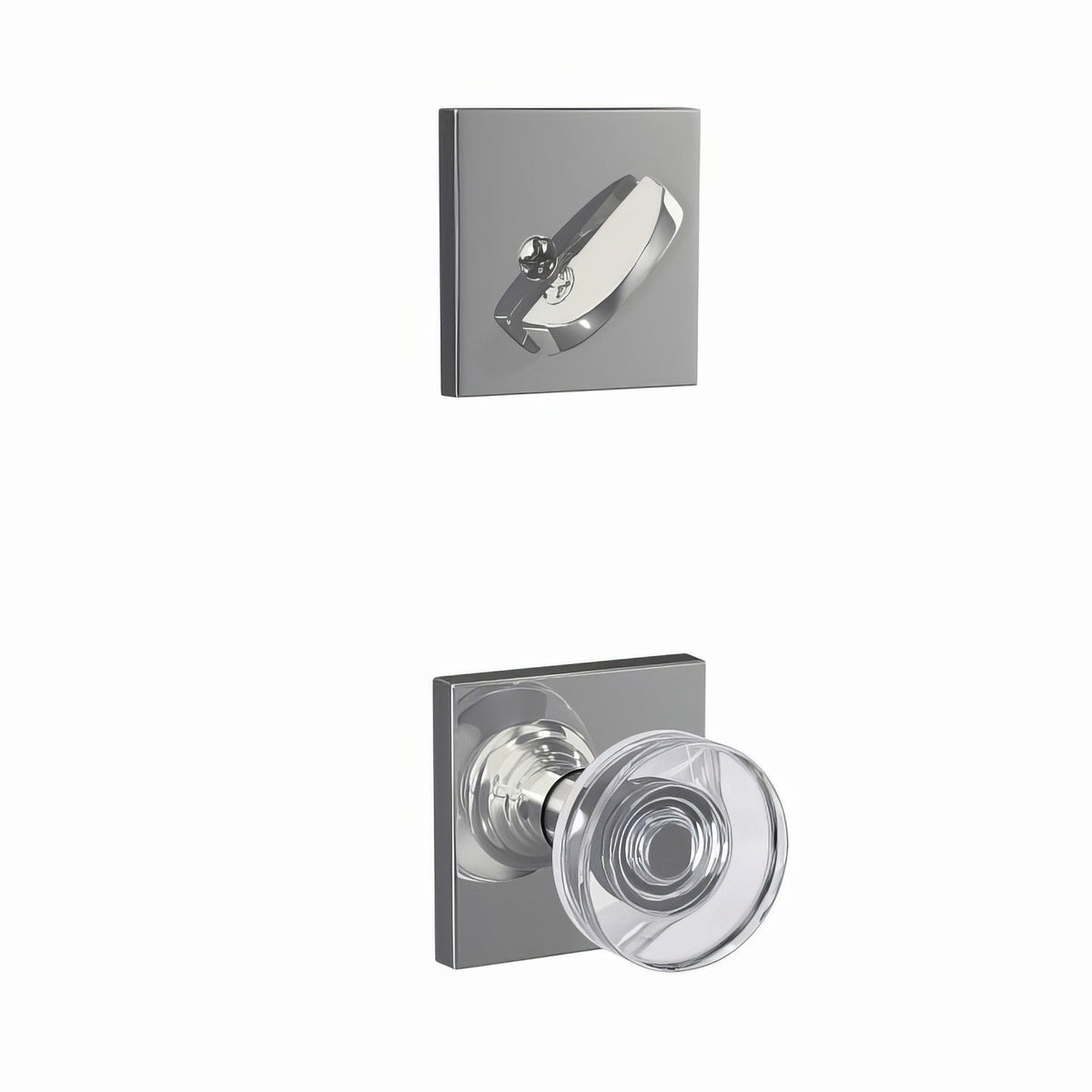 Schlage 313795V FC59DAW-COL Dawes Glass Knob with Collins Rose Interior Active Trim Bright Chrome