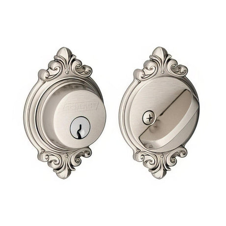 Schlage B60BRK619 B60BRK Single Cylinder Deadbolt with Brookshire Rose Satin Nickel