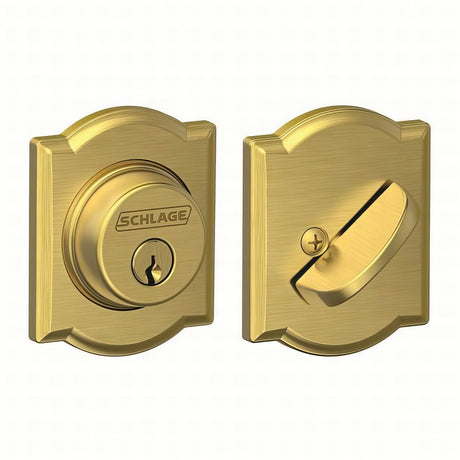Schlage B60CAM608 satin brass single cylinder deadbolt