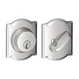 Schlage B60CAM625 B60CAM Single Cylinder Deadbolt with Camelot Rose Polished Chrome