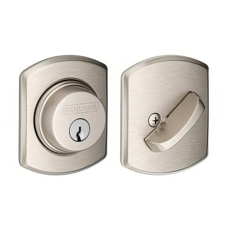 Schlage B60GRW619 B60GRW Single Cylinder Deadbolt with Greenwich Rose Satin Nickel