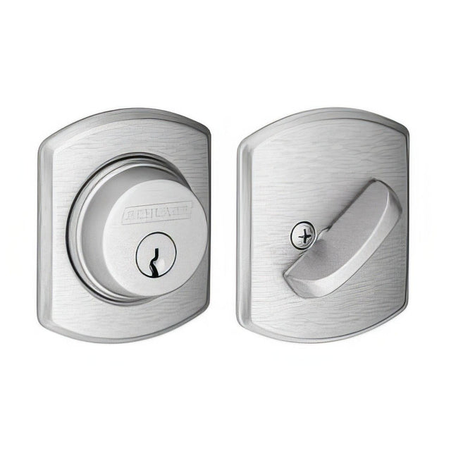 Schlage B60GRW626 B60GRW Single Cylinder Deadbolt with Greenwich Rose Satin Chrome