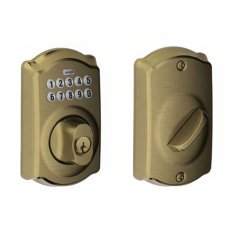 Schlage BE365CAM609 antique brass keypad electronic deadbolt