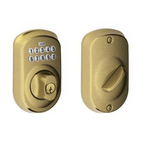 Schlage BE365PLY609 antique brass keypad electronic deadbolt