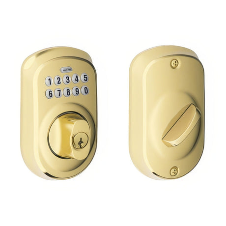 Schlage BE365PLY505 lifetime polished brass keypad electronic deadbolt