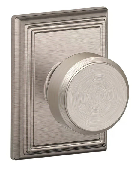 Schlage F10BWE619ADD F10BWE-ADD Bowery with Addison Rose Passage Door Knob Satin Nickel
