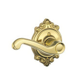 Schlage F170FLA605BRKLH F170-FLA-BRK-LH F-Series Flair Left Hand Dummy Door Lever Polished Brass