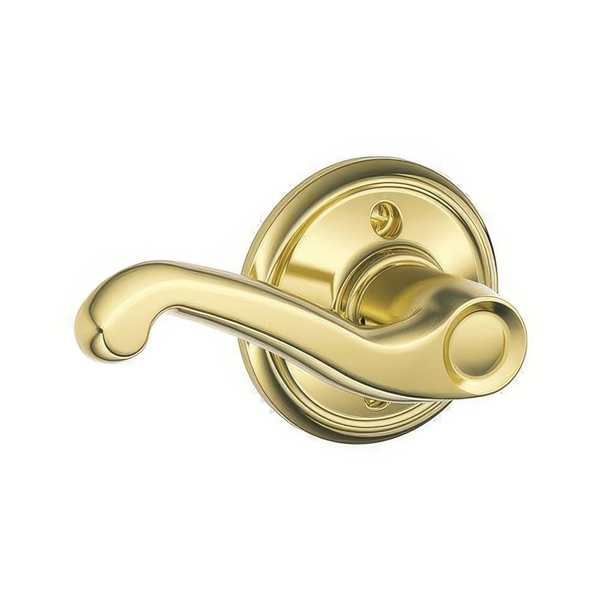 Schlage F170FLA605LH F170-FLA-LH F-Series Flair Single Left Hand Dummy Door Lever Polished Brass