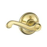 Schlage F170FLA605LH F170-FLA-LH F-Series Flair Single Left Hand Dummy Door Lever Polished Brass