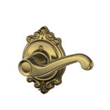 Schlage F170FLA609BRKRH F170-FLA-BRK-RH F-Series Flair Right Hand Dummy Door Lever Antique Brass