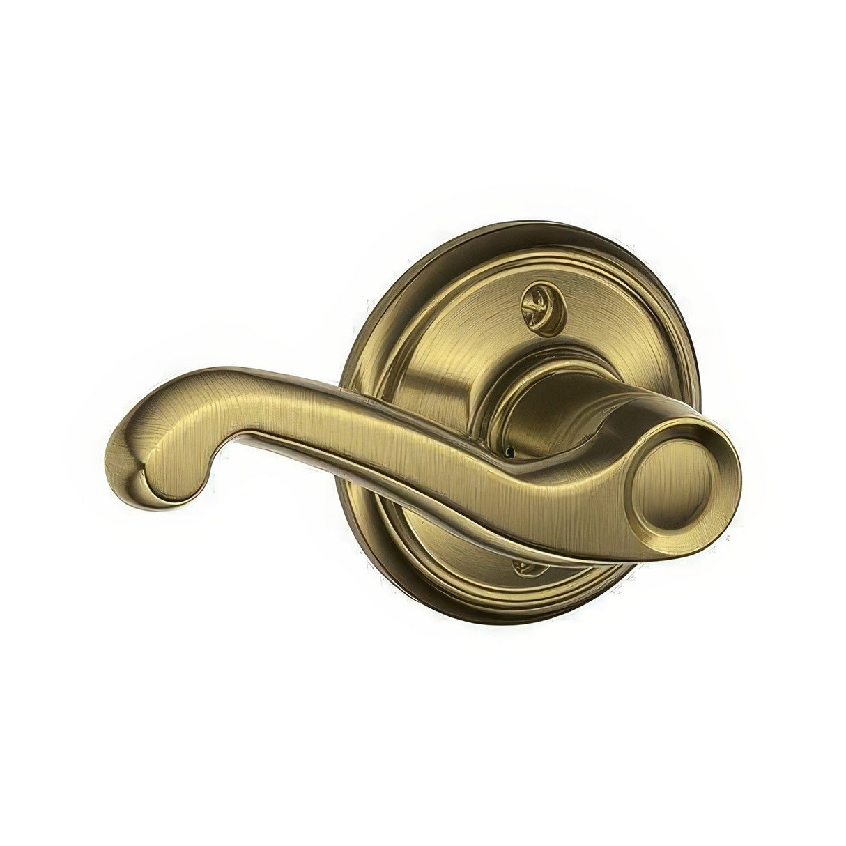 Schlage F170FLA609LH F170-FLA-LH F-Series Flair Single Left Hand Dummy Door Lever Antique Brass