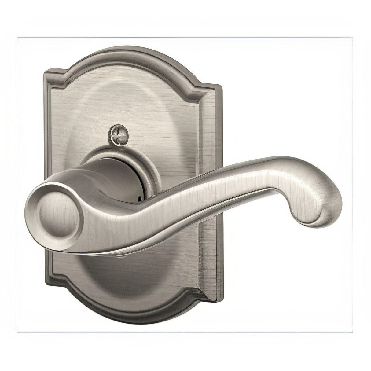 Schlage F170FLA619CAMRH F170-FLA-CAM-RH F-Series Flair Right Hand Dummy Door Lever Satin Nickel