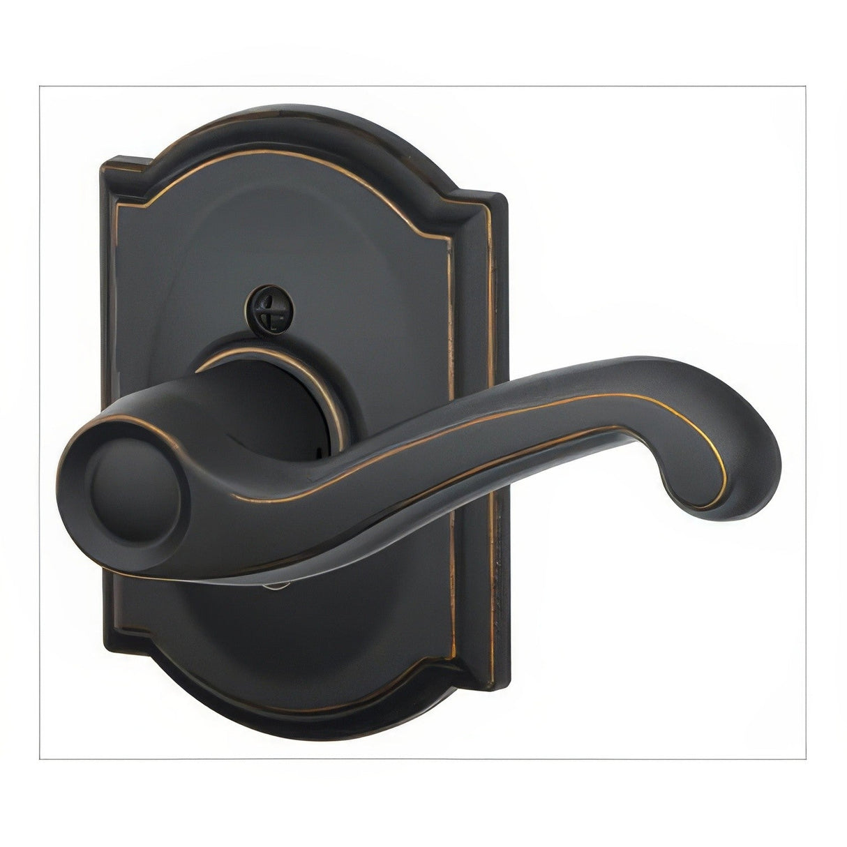 Schlage F170FLA716CAMRH F170-FLA-CAM-RH F-Series Flair Right Hand Dummy Door Lever Aged Bronze