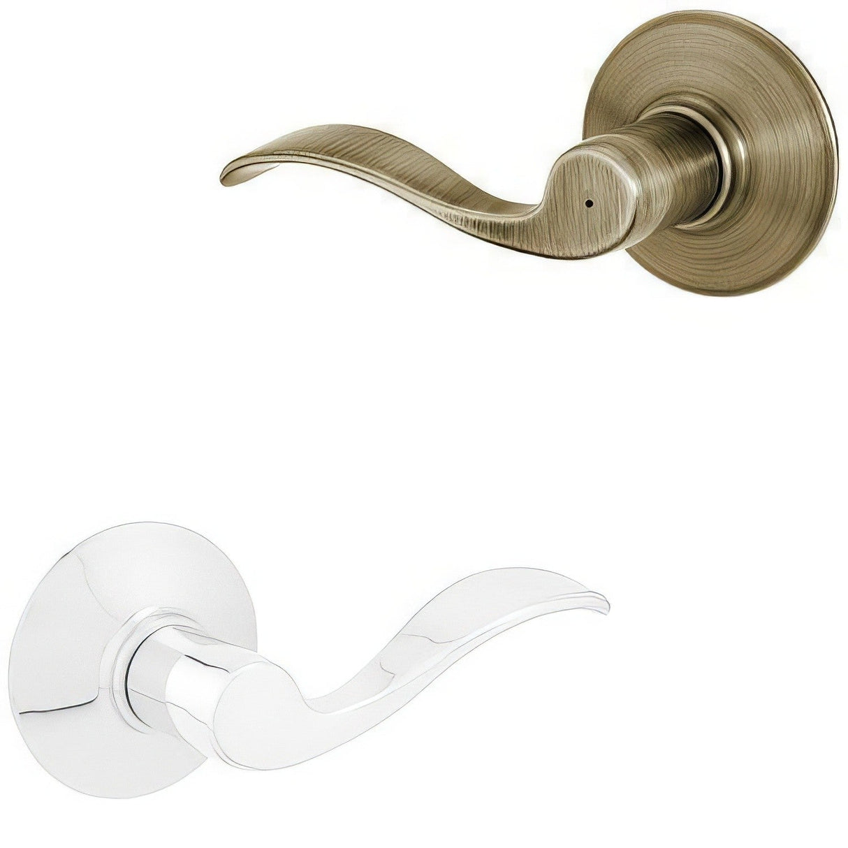 Schlage F40ACC609625LH F40-ACC-LH F-Series Left Hand Accent Series Split Finish Privacy Door Lever Antique Brass x Polished Chrome