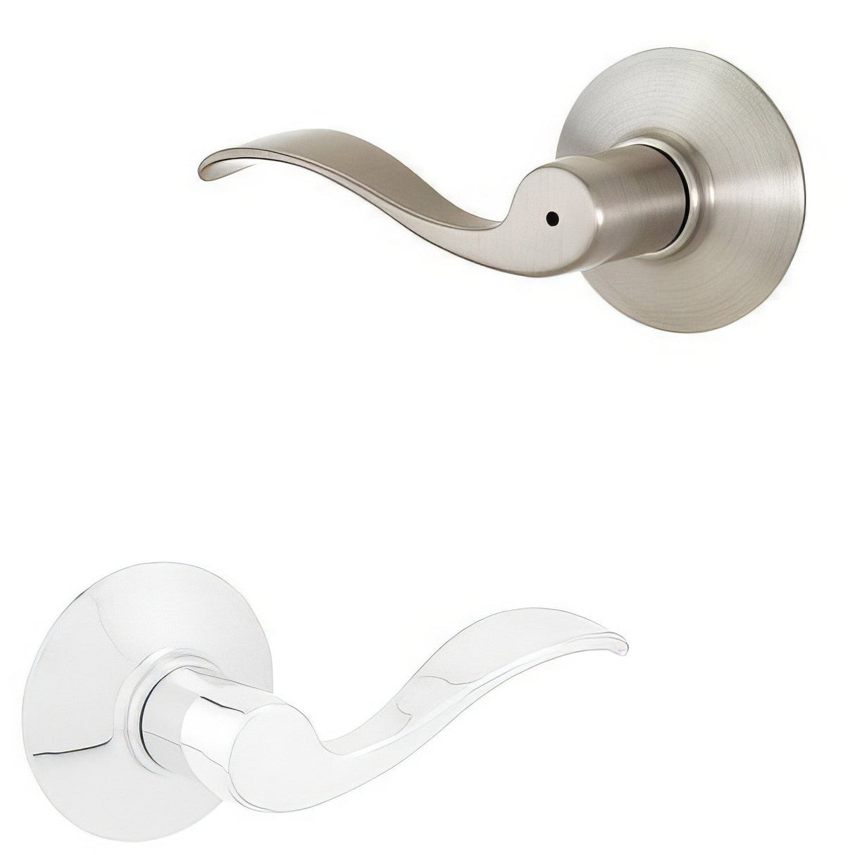 Schlage F40ACC619625LH F40-ACC-LH F-Series Left Hand Accent Series Split Finish Privacy Door Lever Satin Nickel x Polished Chrome