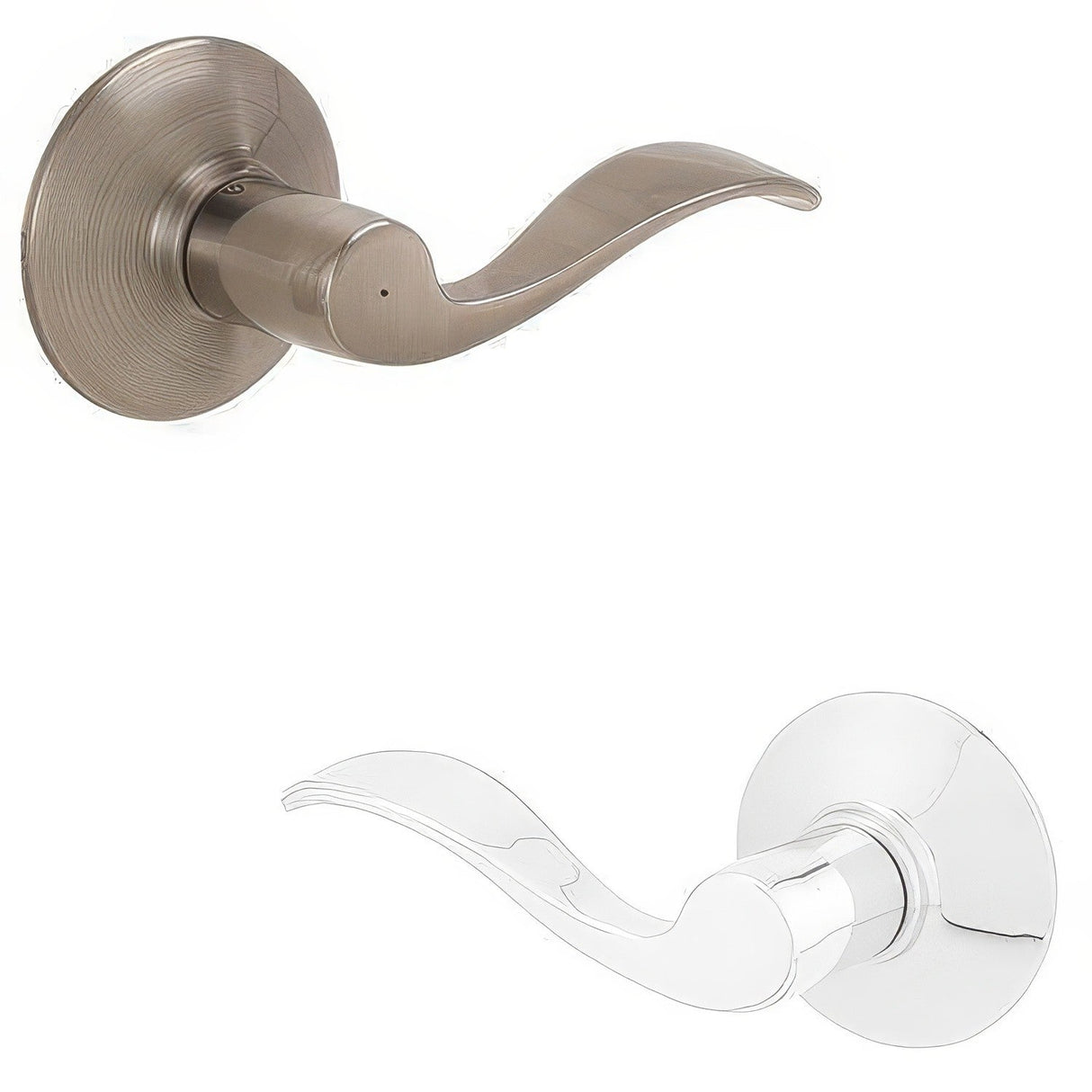 Schlage F40ACC620625RH F40-ACC-RH F-Series Right Hand Accent Split Finish Privacy Door Lever Antique Pewter x Polished Chrome