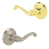 Schlage F40FLA605619LH F40-FLA-LH F-Series Left Hand Flair Series Split Finish Privacy Door Lever Polished Brass x Satin Nickel