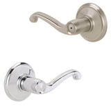 Schlage F40FLA619625LH F40-FLA-LH F-Series Left Hand Flair Series Split Finish Privacy Door Lever Satin Nickel x Polished Chrome