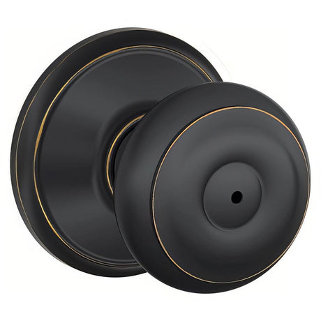 Schlage F40GEO716625 F40-GEO F-Series Georgian Privacy Door Knob Aged Bronze v Bright Chrome