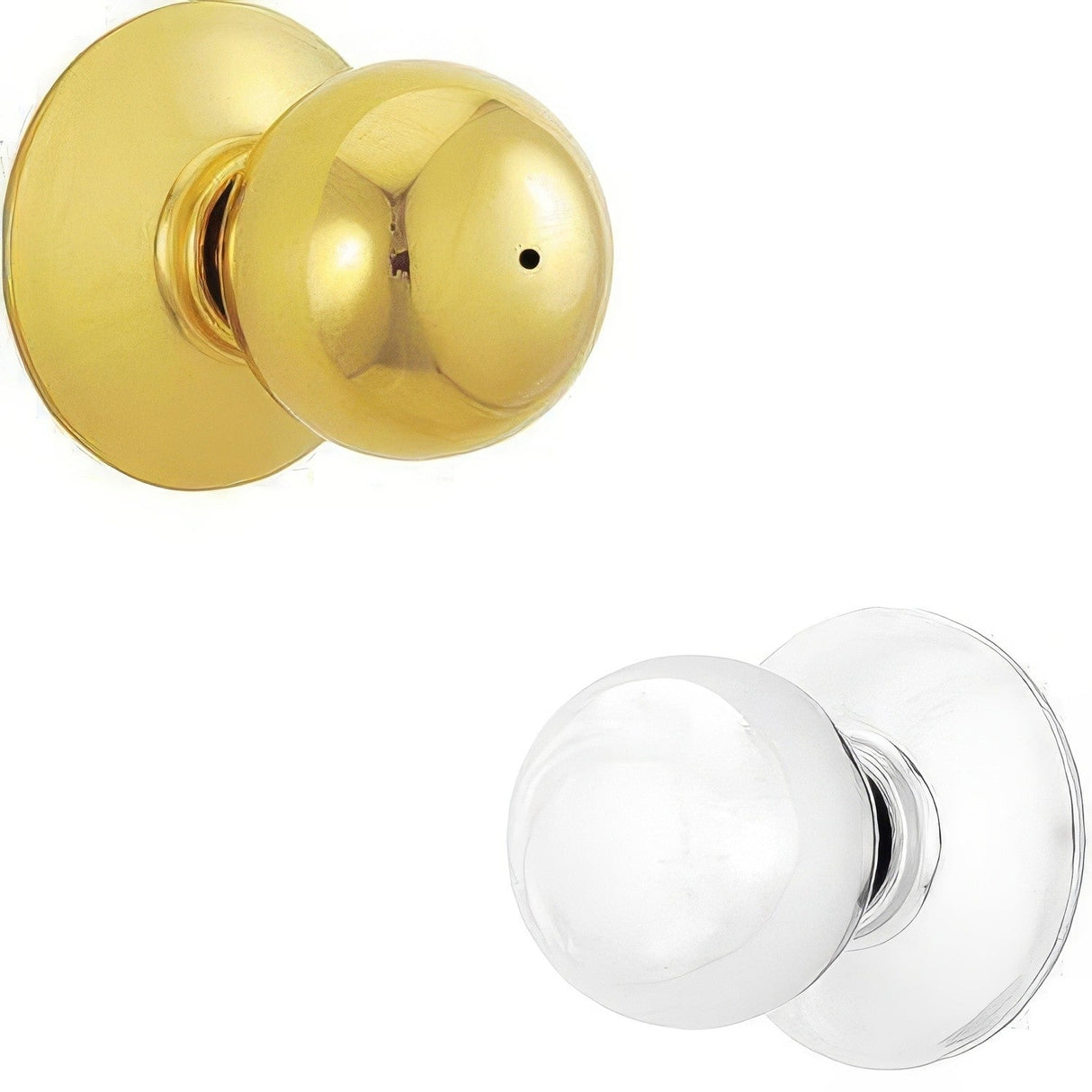 Schlage F40ORB605625 F40-ORB F-Series Orbit Privacy Door Knob Polished Brass x Polished Chrome