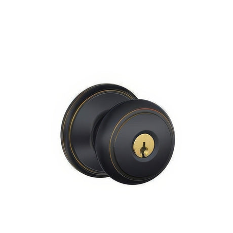 Schlage F51AAND716 aged bronze keyed entry door knob