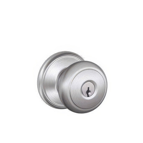 Schlage F51AAND626 satin chrome keyed entry door knob