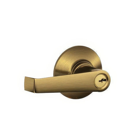 Schlage F51AELA609 antique brass keyed entry door lever